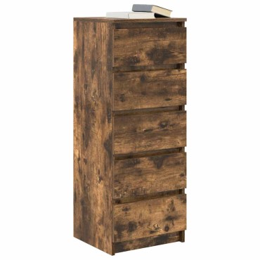 vidaXL Συρταριέρα με Συρτάρια Καπνιστή Δρυς 37,5x35x99cm Επεξ. Ξύλο 1 τεμ.