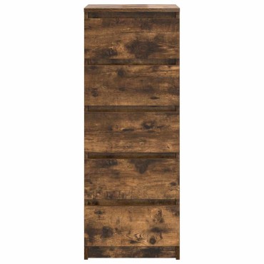 vidaXL Συρταριέρα με Συρτάρια Καπνιστή Δρυς 37,5x35x99cm Επεξ. Ξύλο 1 τεμ.