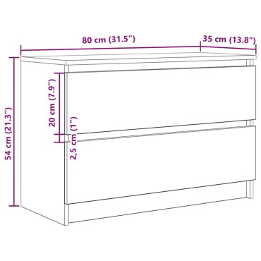 vidaXL Έπιπλο Τηλεόρασης Καπνιστή Δρυς 80x35x54cm Επεξεργ. Ξύλο