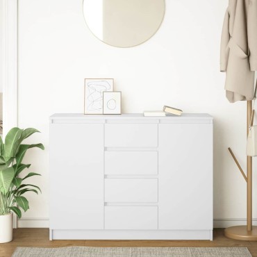vidaXL Συρταριέρα με Συρτάρια Λευκή 100,5x35x76cm από Επεξ. Ξύλο 1 τεμ.