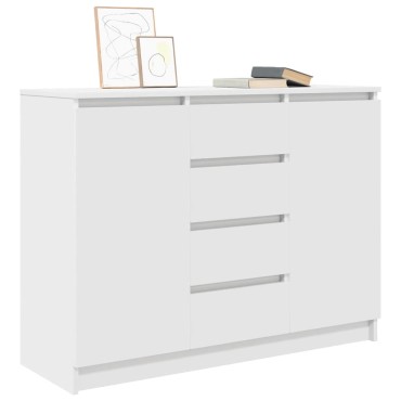 vidaXL Συρταριέρα με Συρτάρια Λευκή 100,5x35x76cm από Επεξ. Ξύλο 1 τεμ.