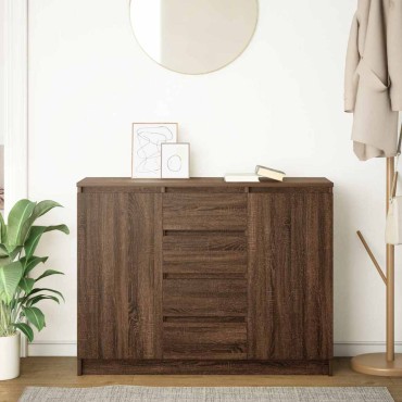 vidaXL Συρταριέρα με Συρτάρια καφέ δρυς 100,5x35x76cm Επεξ. Ξύλο 1 τεμ.
