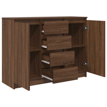 vidaXL Συρταριέρα με Συρτάρια καφέ δρυς 100,5x35x76cm Επεξ. Ξύλο 1 τεμ.