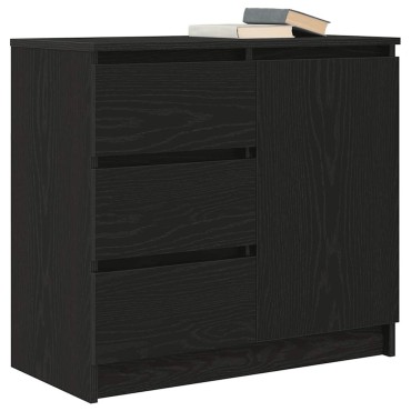 vidaXL Συρταριέρα με Συρτάρια Μαύρη βελανιδιά 71x35x65cm Επεξ. Ξύλο 1 τεμ.