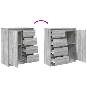 vidaXL Συρταριέρα με Συρτάρια Γκρι Sonoma 71x35x84cm από Επεξ. Ξύλο 1 τεμ.