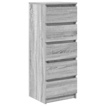vidaXL Συρταριέρα με Συρτάρια Γκρι Sonoma 37,5x35x99cm από Επεξ. Ξύλο 1 τεμ.
