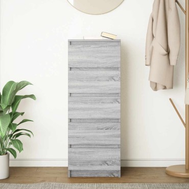 vidaXL Συρταριέρα με Συρτάρια Γκρι Sonoma 37,5x35x99cm από Επεξ. Ξύλο 1 τεμ.