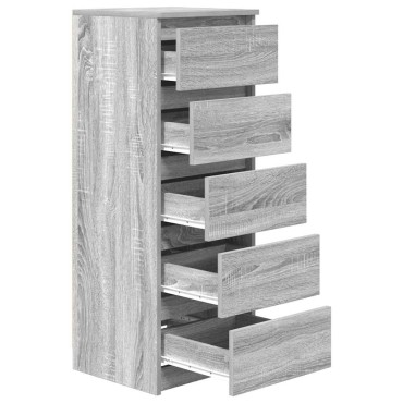 vidaXL Συρταριέρα με Συρτάρια Γκρι Sonoma 37,5x35x99cm από Επεξ. Ξύλο 1 τεμ.