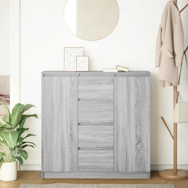 vidaXL Συρταριέρα με Συρτάρια Γκρι Sonoma 100,5x35x98,5cm Επεξ. Ξύλο 1 τεμ.