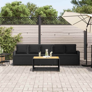 vidaXL Καναπές κήπου 5θέσιος με μαξιλάρια Μαύρο Poly Rattan 280x68,5x87,5 cm