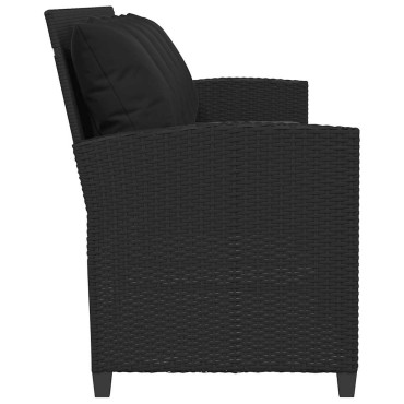 vidaXL Καναπές κήπου 5θέσιος με μαξιλάρια Μαύρο Poly Rattan 280x68,5x87,5 cm