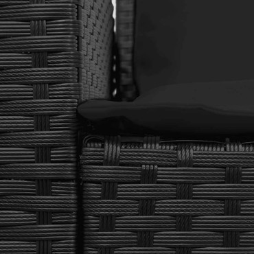 vidaXL Καναπές κήπου 5θέσιος με μαξιλάρια Μαύρο Poly Rattan 280x68,5x87,5 cm