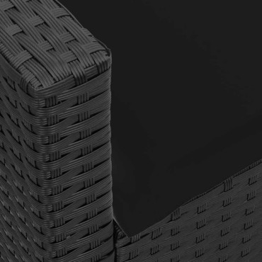 vidaXL Καναπές κήπου 5θέσιος με μαξιλάρια Μαύρο Poly Rattan 280x68,5x87,5 cm