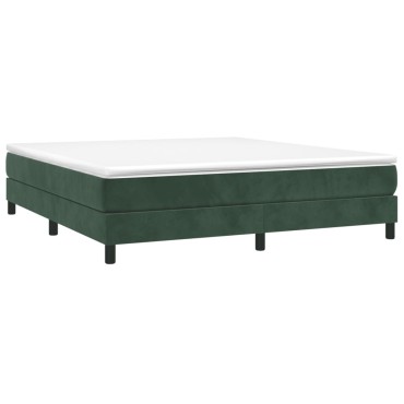 vidaXL Κρεβάτι Boxspring με Στρώμα Σκούρο Πράσινο 180x200εκ. Βελούδινο