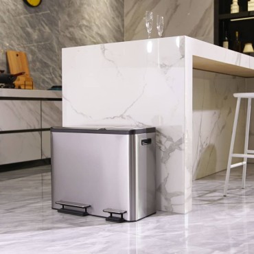 EKO Κάδος με Πεντάλ EcoCasa Ματ Ασημί 30 + 15 Λίτρα