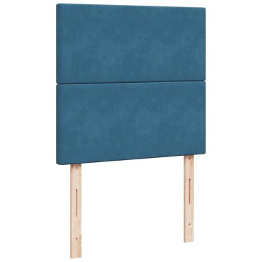 vidaXL Κρεβάτι Boxspring με Στρώμα Σκούρο Μπλε 90x200 εκ. Βελούδινο
