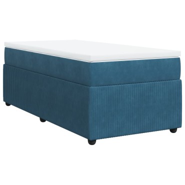 vidaXL Κρεβάτι Boxspring με Στρώμα Σκούρο Μπλε 90x200 εκ. Βελούδινο