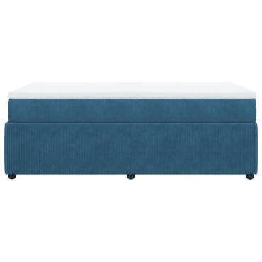 vidaXL Κρεβάτι Boxspring με Στρώμα Σκούρο Μπλε 90x200 εκ. Βελούδινο