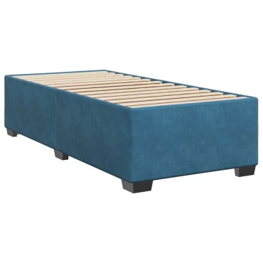 vidaXL Κρεβάτι Boxspring με Στρώμα Σκούρο Μπλε 90x200 εκ. Βελούδινο
