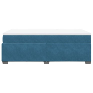 vidaXL Κρεβάτι Boxspring με Στρώμα Σκούρο Μπλε 90x200 εκ. Βελούδινο