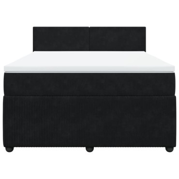 vidaXL Κρεβάτι Boxspring με Στρώμα Μαύρο 140x200cm Βελούδινο 1 τεμ. - Διπλό