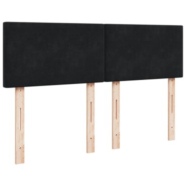 vidaXL Κρεβάτι Boxspring με Στρώμα Μαύρο 140x200cm Βελούδινο 1 τεμ. - Διπλό
