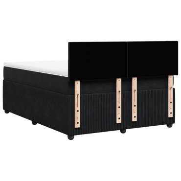 vidaXL Κρεβάτι Boxspring με Στρώμα Μαύρο 140x200cm Βελούδινο 1 τεμ. - Διπλό