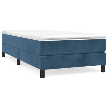 vidaXL Κρεβάτι Boxspring με Στρώμα Σκούρο Μπλε 90x200 εκ. Βελούδινο