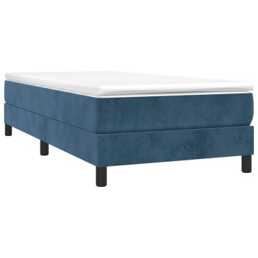 vidaXL Κρεβάτι Boxspring με Στρώμα Σκούρο Μπλε 90x200 εκ. Βελούδινο