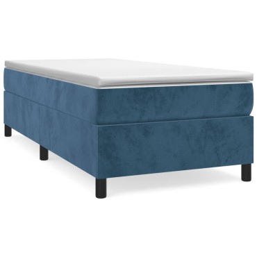 vidaXL Κρεβάτι Boxspring με Στρώμα Σκούρο Μπλε 90x200 εκ. Βελούδινο