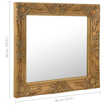 vidaXL Καθρέφτης Τοίχου με Μπαρόκ Στιλ Χρυσός 60 x 60 εκ.