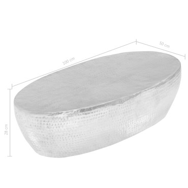 vidaXL Τραπεζάκι Σαλονιού Hammered Ασημί 100x50x28cm από Αλουμίνιο 1 τεμ.