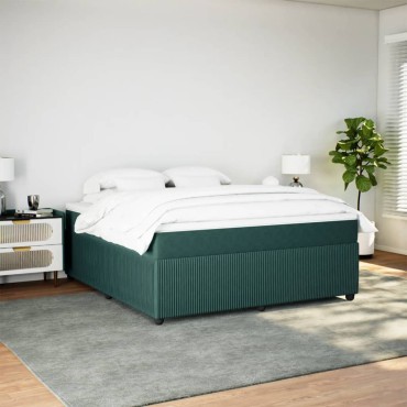 vidaXL Κρεβάτι Boxspring με Στρώμα Σκούρο Πράσινο 180x200εκ. Βελούδινο