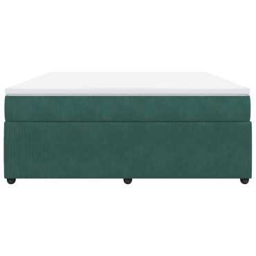 vidaXL Κρεβάτι Boxspring με Στρώμα Σκούρο Πράσινο 180x200εκ. Βελούδινο