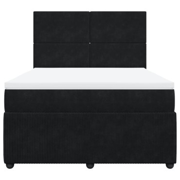 vidaXL Κρεβάτι Boxspring με Στρώμα Μαύρο 140x200cm Βελούδινο 1 τεμ. - Διπλό