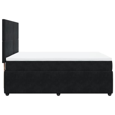 vidaXL Κρεβάτι Boxspring με Στρώμα Μαύρο 140x200cm Βελούδινο 1 τεμ. - Διπλό