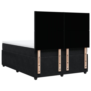 vidaXL Κρεβάτι Boxspring με Στρώμα Μαύρο 140x200cm Βελούδινο 1 τεμ. - Διπλό