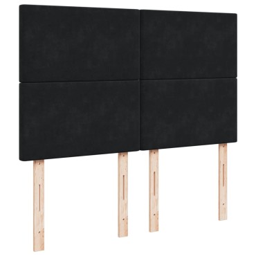 vidaXL Κρεβάτι Boxspring με Στρώμα Μαύρο 140x200cm Βελούδινο 1 τεμ. - Διπλό