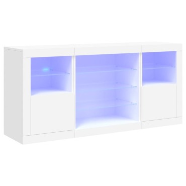 vidaXL Μπουφές με Φώτα LED Λευκός 142,5x37x67cm 1 τεμ.