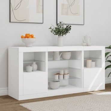vidaXL Μπουφές με Φώτα LED Λευκός 142,5x37x67cm 1 τεμ.