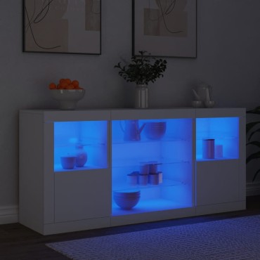 vidaXL Μπουφές με Φώτα LED Λευκός 142,5x37x67cm 1 τεμ.