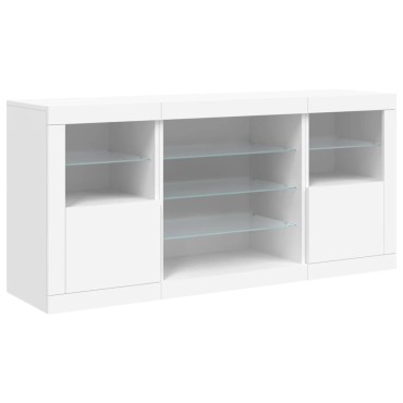 vidaXL Μπουφές με Φώτα LED Λευκός 142,5x37x67cm 1 τεμ.
