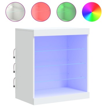 vidaXL Μπουφές με Φώτα LED Λευκός 60,5x37x67cm 1 τεμ.