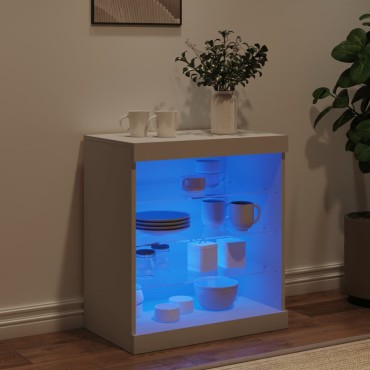 vidaXL Μπουφές με Φώτα LED Λευκός 60,5x37x67cm 1 τεμ.