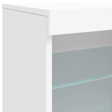 vidaXL Μπουφές με Φώτα LED Λευκός 60,5x37x67cm 1 τεμ.
