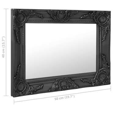 vidaXL Καθρέφτης Τοίχου με Μπαρόκ Στιλ Μαύρος 50 x 40 εκ.