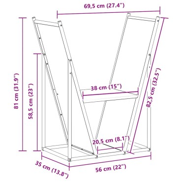 vidaXL Ράφι Καυσόξυλων 69,5x35x81 εκ. Χάλυβας ψυχρής έλασης