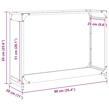 vidaXL Ράφι Καυσόξυλων 90x28x65 εκ. Χάλυβας ψυχρής έλασης