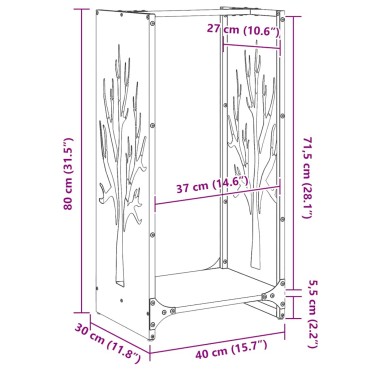 vidaXL Ράφι Καυσόξυλων Ανθρακί 40x30x80 εκ. Χάλυβας ψυχρής έλασης