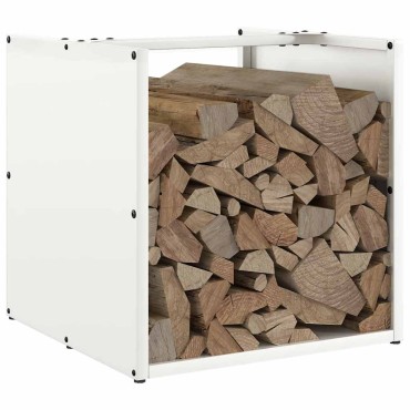 vidaXL Ράφι Καυσόξυλων Λευκό 40x40x40 εκ. Χάλυβας ψυχρής έλασης